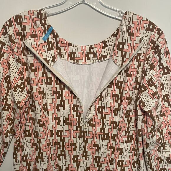 J. McLaughlin Sophia Dress Womens Medium Peach Islet Link Print Catalina Cloth - Picture 9 of 12